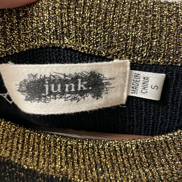 Junk. Knit long sleeve black and gold Bodycon dress - Picture 3 of 4